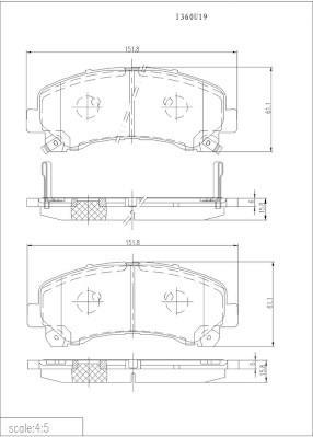 Jeu de 4 plaquettes de frein NIPPON PIECES SERVICES ref. I360U19