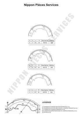Jeu de mâchoires de frein à main (Mâchoire de frein à main) NIPPON PIECES SERVICES ref. M350I19