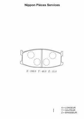 Jeu de 4 plaquettes de frein NIPPON PIECES SERVICES ref. M360A19