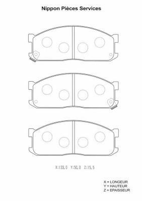 Jeu de 4 plaquettes de frein NIPPON PIECES SERVICES ref. M360A25