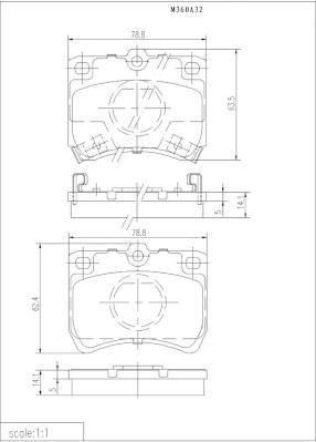 Jeu de 4 plaquettes de frein NIPPON PIECES SERVICES ref. M360A32