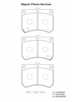 Jeu de 4 plaquettes de frein NIPPON PIECES SERVICES ref. M360A35