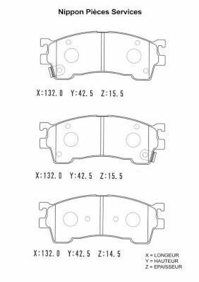Jeu de 4 plaquettes de frein NIPPON PIECES SERVICES ref. M360A40
