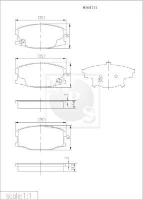Jeu de 4 plaquettes de frein NIPPON PIECES SERVICES M360I31