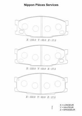 Jeu de 4 plaquettes de frein NIPPON PIECES SERVICES ref. M360I85