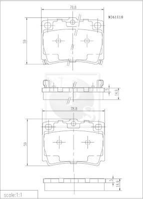 Jeu de 4 plaquettes de frein NIPPON PIECES SERVICES ref. M361I10