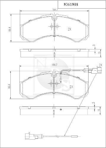 Jeu de 4 plaquettes de frein NIPPON PIECES SERVICES N361N08
