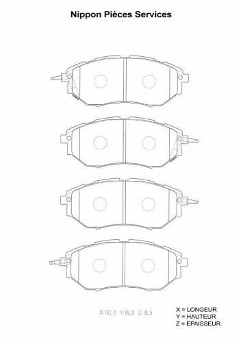 Jeu de 4 plaquettes de frein NIPPON PIECES SERVICES ref. S360U11