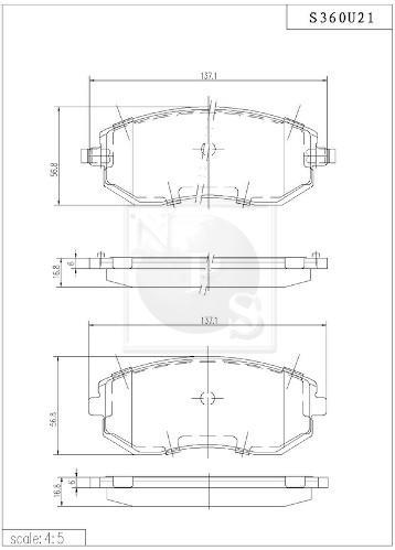 Jeu de 4 plaquettes de frein NIPPON PIECES SERVICES ref. S360U21