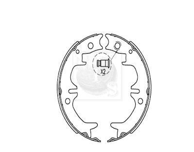 Jeu de 4 mâchoires de frein (Garniture de frein à tambour) NIPPON PIECES SERVICES T350A96