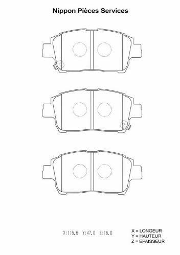 Jeu de 4 plaquettes de frein NIPPON PIECES SERVICES ref. T360A116