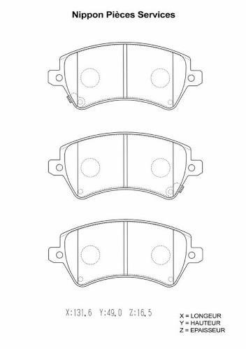 Jeu de 4 plaquettes de frein NIPPON PIECES SERVICES ref. T360A11