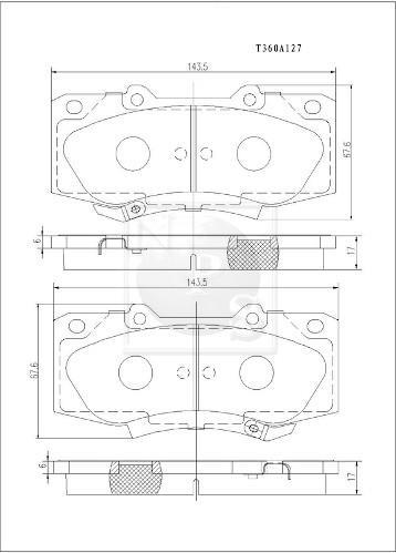 Jeu de 4 plaquettes de frein NIPPON PIECES SERVICES ref. T360A127