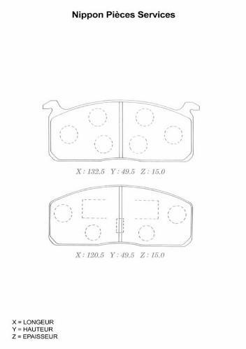 Jeu de 4 plaquettes de frein NIPPON PIECES SERVICES ref. T360A24