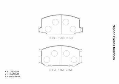 Jeu de 4 plaquettes de frein NIPPON PIECES SERVICES ref. T360A29
