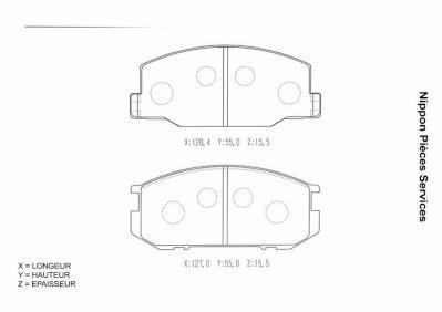 Jeu de 4 plaquettes de frein NIPPON PIECES SERVICES ref. T360A31