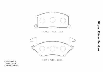 Jeu de 4 plaquettes de frein NIPPON PIECES SERVICES ref. T360A57