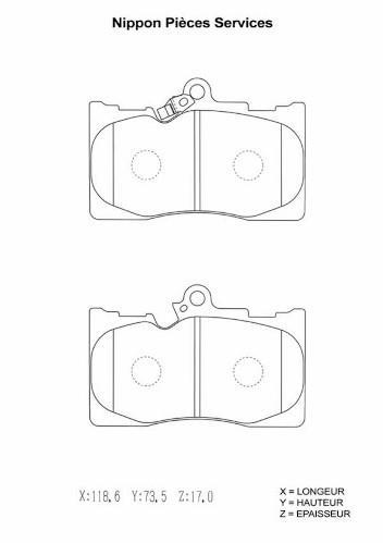 Jeu de 4 plaquettes de frein NIPPON PIECES SERVICES ref. T360A79