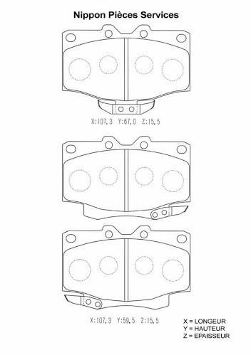 Jeu de 4 plaquettes de frein NIPPON PIECES SERVICES T360A90