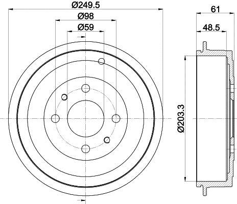 Jeu de 2 tambours de frein HELLA PAGID 8DT 355 301-421