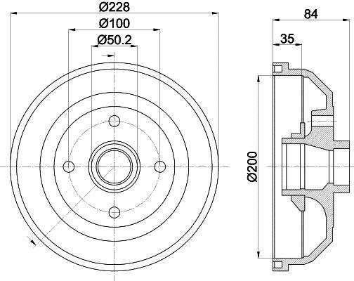 Jeu de 2 tambours de frein HELLA PAGID 8DT 355 301-551