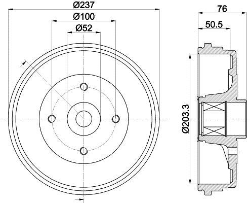 Jeu de 2 tambours de frein HELLA PAGID 8DT 355 302-761