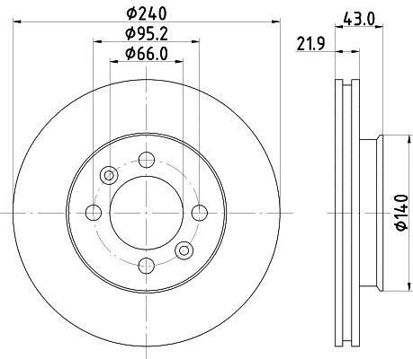 Jeu de 2 disques de frein HELLA PAGID 8DD 355 101-901