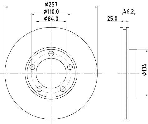 Jeu de 2 disques de frein HELLA PAGID 8DD 355 105-181