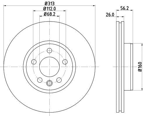 Jeu de 2 disques de frein HELLA PAGID 8DD 355 127-711