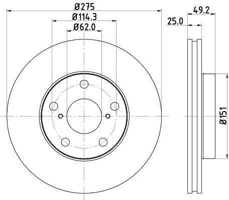 Jeu de 2 disques de frein HELLA PAGID 8DD 355 118-691