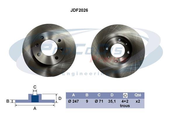 Disques de frein PROCODIS FRANCE ref. JDF2026