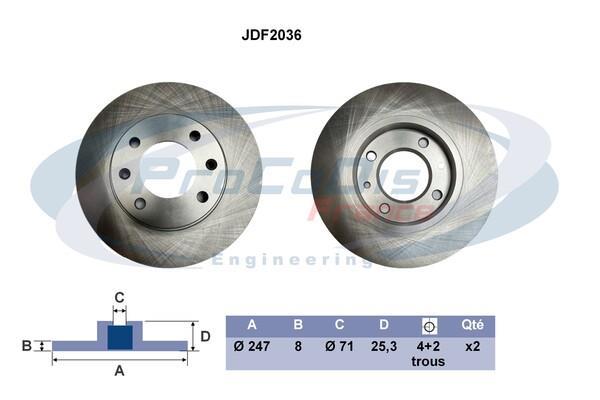 Disques de frein PROCODIS FRANCE ref. JDF2036