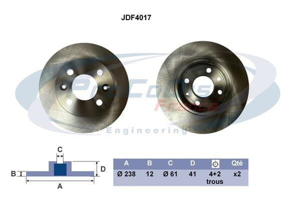 Discos de freno PROCODIS FRANCE ref. JDF4017