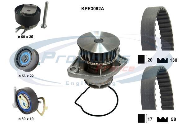 Pompe à eau + kit de courroie de distribution (Kit courroie de distribution) PROCODIS FRANCE ref. KPE3092A