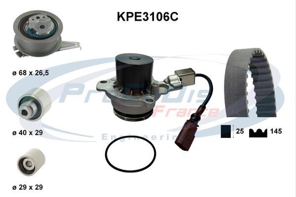 Pompe à eau + kit de courroie de distribution (Kit courroie de distribution) PROCODIS FRANCE ref. KPE3106C