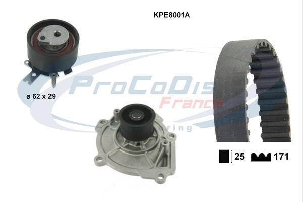 Pompe à eau + kit de courroie de distribution (Kit courroie de distribution) PROCODIS FRANCE ref. KPE8001A