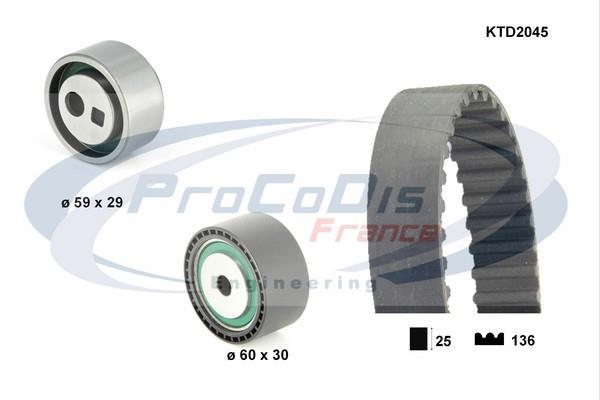 Kit de distribution (Kit courroie de distribution) PROCODIS FRANCE KTD2045