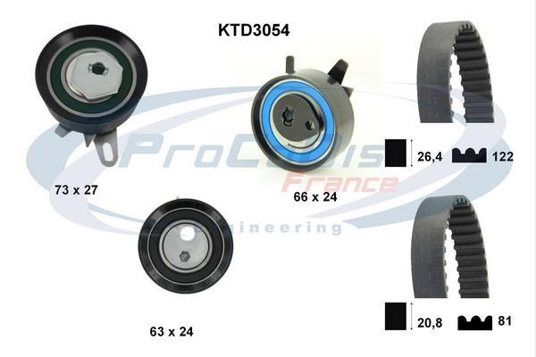 Kit de distribution (Kit courroie de distribution) PROCODIS FRANCE ref. KTD3054