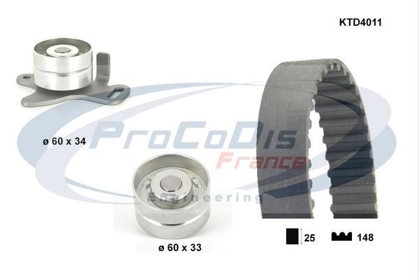 Kit de distribution (Kit courroie de distribution) PROCODIS FRANCE ref. KTD4011