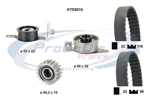 Kit de distribution (Kit courroie de distribution) PROCODIS FRANCE ref. KTD5010