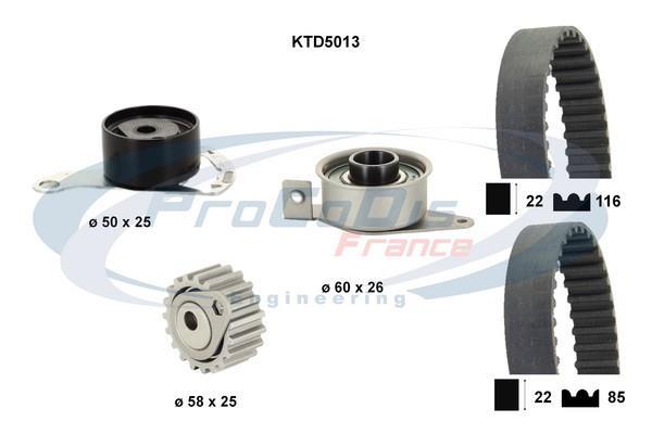 Kit de distribution (Kit courroie de distribution) PROCODIS FRANCE ref. KTD5013