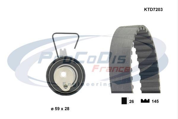 Kit de distribution (Kit courroie de distribution) PROCODIS FRANCE ref. KTD7203