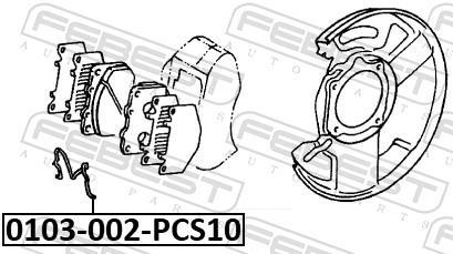 Ressort, plaquette de frein à disque FEBEST 0103-002-PCS10
