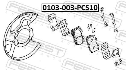 Ressort, plaquette de frein à disque FEBEST 0103-003-PCS10