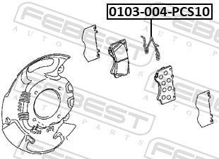 Ressort, plaquette de frein à disque FEBEST 0103-004-PCS10