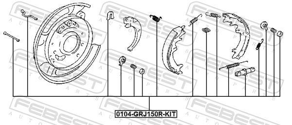 Kit d'accessoires pour mâchoire de frein à tambour FEBEST ref. 0104-GRJ150R-KIT