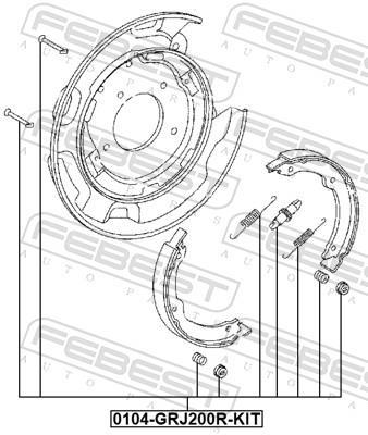 Kit d'accessoires pour mâchoire de frein à tambour FEBEST ref. 0104-GRJ200R-KIT