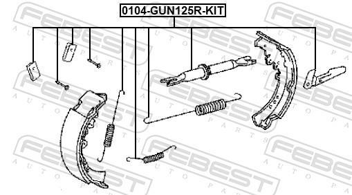 Kit d'accessoires pour mâchoire de frein à tambour FEBEST ref. 0104-GUN125R-KIT