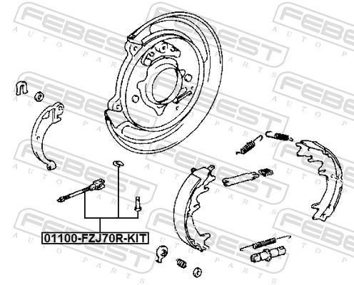 Câble de frein à main (Câble de frein à main) FEBEST ref. 01100-FZJ70R-KIT