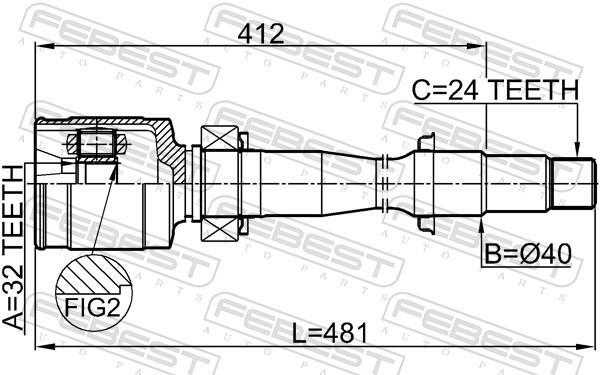 Joint homocinétique, transmission FEBEST ref. 0111-ASV50RH